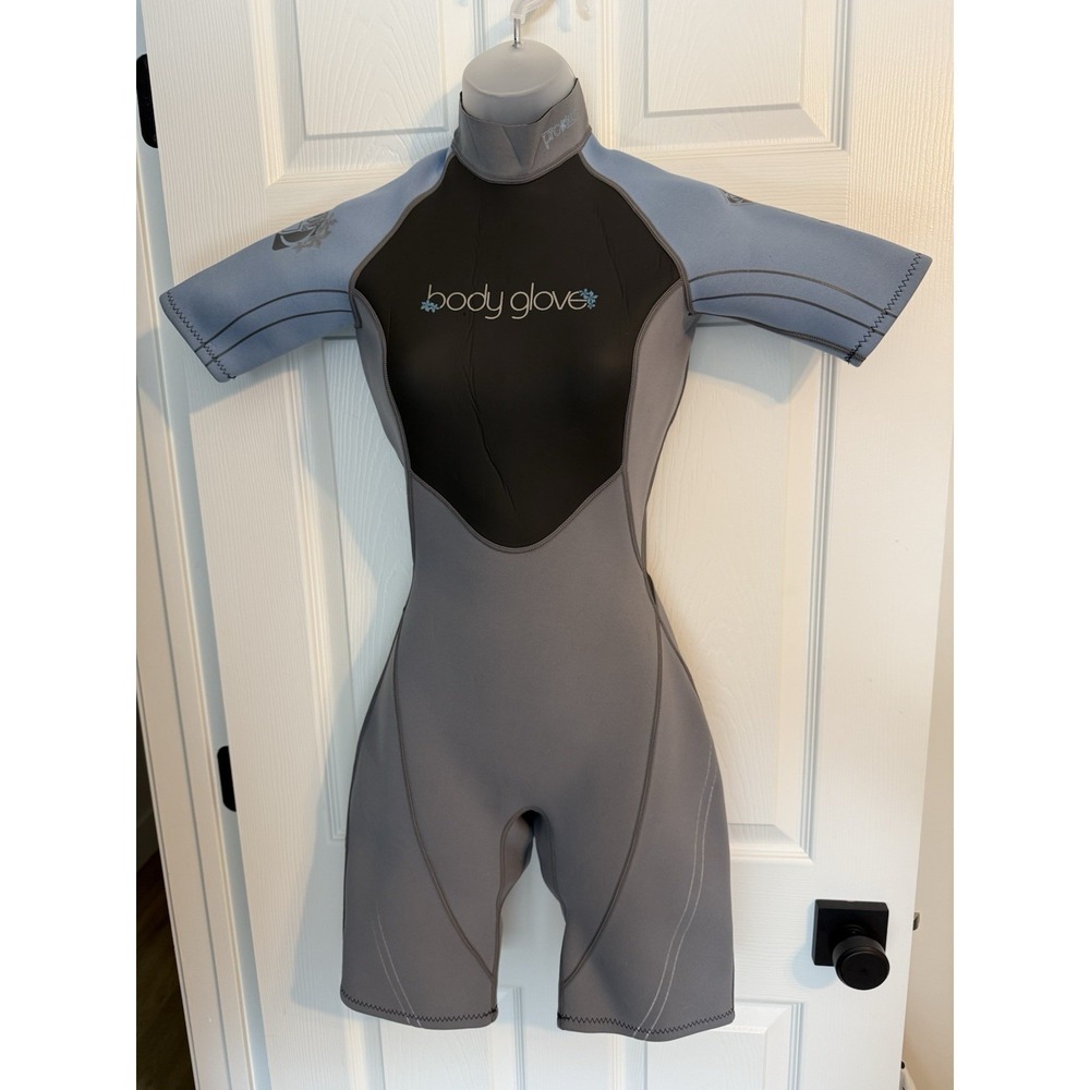 Body Glove Pro 2:1 Gray Wetsuit Womens 5/6 Shorty Springsuit Surf Dive Snorkel